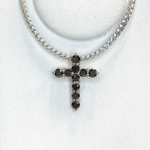 Pt1000 ( original Pt stamp ) natural black diamond 0.50ct Cross design pendant top so-ting attached qoj.YAB04