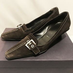 PRADA プラダ スエード パンプス ブラウン 茶 37サイズ qob.K1427