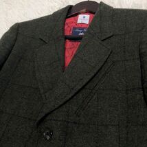 【美品】R.NEWBOLD × MOON ツイード チェスターコート ロング チェック ニューボールド ムーン メンズ 裏地 モスグリーン レッド M_画像5