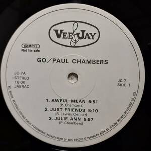 PROMO日本Vee Jay盤LP 見本盤 白ラベル Paul Chambers / Go... 1959年作の75年プレス 徳間 JC-7 Cannonball Adderley Wynton Kelly 非売品