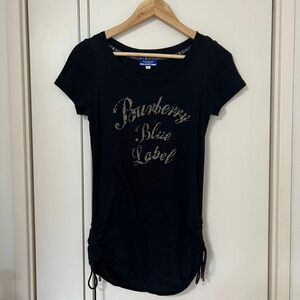 BURBERRYバーバリーブルーレーベルTシャツ カットソー トップスレディースロンドン ブルーレーベル 38サイズ ブラック半袖