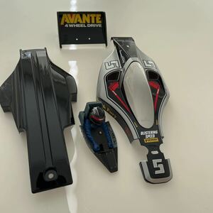 1/10RC アバンテ 2011 タミヤBLACK AVANTE ブラックスペシャルアバンテ ボディ・ウイング・アンダーカバー・ドライバー 4点セット