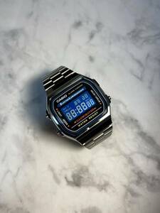 ★新品★カスタム！【送料無料】CASIO A168WA-1 ブルー反転液晶 ELバックライト搭載 チープカシオカスタム タイメックス Gショック好き必見