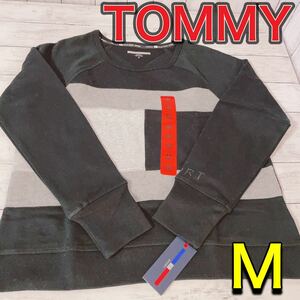 H1744 新品　TOMMY トミー　トレーナー　スウェット　ブラック　M ロゴ