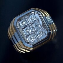 F2163 美しい天然大粒ダイヤモンド１．０２ct 最高級18金無垢メンズセレブリティリング サイズ17.5 重量20.75g 幅18mm_画像1