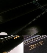 ◆S8779 Dior ディオール ロゴ金具 リアルクロコレザー がま口 ハンド バッグ_画像9