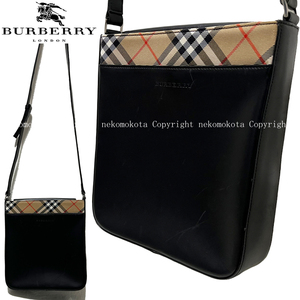 バーバリー レザー ノバチェック ショルダー バッグ 黒 ブラック レディース チェック BURBERRY