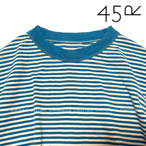 美品 45R 風合いたっぷり ジンバブエコットン使用 4545縞の45星Tシャツ 3 葉山ブルー 水色 ボーダー 半袖 Tシャツ 45rpm_画像1