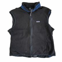 90s USA製 patagonia PEF フリース ベスト L ブラック フルジップ パーカー ロゴ アウトドア パタゴニア_画像1