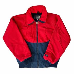 80s USA製 紺タグ THE NORTH FACE ジャケット L レッド×ネイビー フルジップ ナイロン フリース パーカー ノースフェイス ヴィンテージ