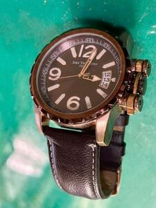  Isaac Valentino wristwatch men's wristwatch leather belt Izax Valentino quartz IVG-4700-6 everyday life waterproof . light processing 