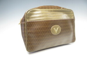 1 jpy ~MARIO VALENTINO Mario Valentino PVC V Mark clutch bag second bag brown group 6-6-106