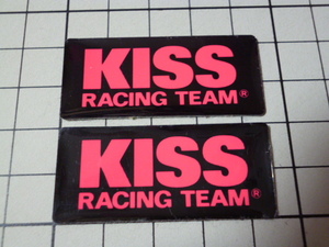 正規品 KISS RACING TEAM ステッカー 2枚 当時物 です(アルミ？/ピンク.黒/45×20mm) Kijima キジマ キス レーシング チーム