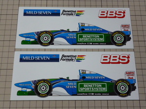 正規品 MILD SEVEN Benetton Formula 1 RACING TEAM BBS ステッカー 2枚 当時物 です(200×80mm) マイルドセブン ベネトン F1