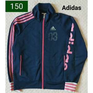 adidas（アディダス） ジャージ ジャケット 150 紺×ピンク # ジャージ 羽織 ジャージ上 上着 トラックジャケット 女児 150cm