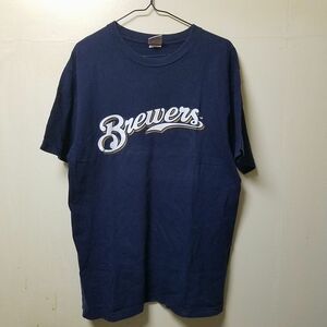 【古着】MLB　メジャーリーグ　ミルウォーキー・ブリュワーズ　Ｔシャツ　紺　Lサイズ