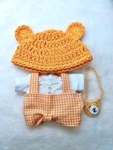 ちびぬい服　ハンドメイド♪ 服上下とクマの帽子とかばんの4点セット