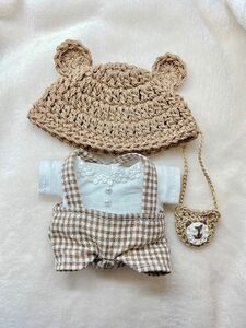 ちびぬい服　ハンドメイド♪ 服上下とクマの帽子とかばんの4点セット