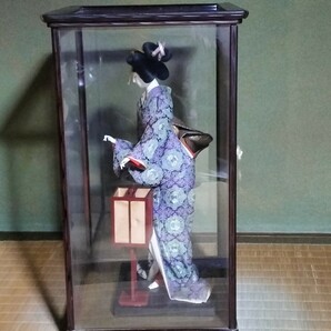 日本人形 舞踊人形 ガラスケース 行灯 昭和レトロの画像2