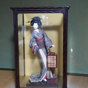日本人形 舞踊人形 ガラスケース 行灯 昭和レトロの画像1