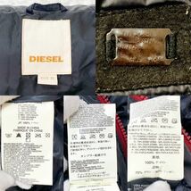 美品 ディーゼル『漂う高級感』DIESEL ダウンジャケット 2way フード収納可 肉厚◎ 暖かさ◎ ネイビー XLサイズ ブルゾン 赤_画像10