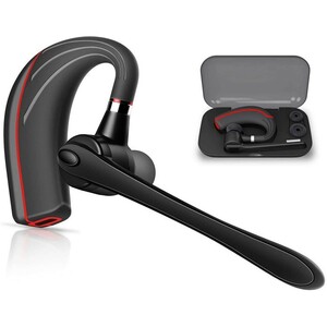 Bluetooth headset 5.0 height sound quality one-side ear built-in Mike Bluetooth earphone business comfortable installation hands free telephone call red 