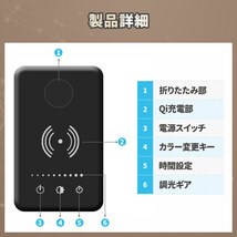 デスクライト スタンドライト LED卓上 ライト USB 折り畳み 卓上Qiワイヤレス充電 シルバー_画像6