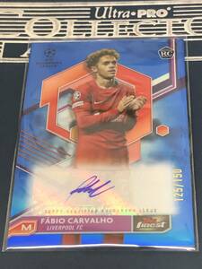 2022-23 Topps Finest UEFA Club Competitions 　Fabio Carvalho RC Liverpool Blue 直筆サインカードパラレル　/150枚限定 