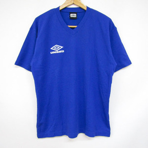 アンブロ 半袖Tシャツ Vネック ワンポイントロゴ サッカー フットサル メンズ M-Lサイズ ブルー UMBRO