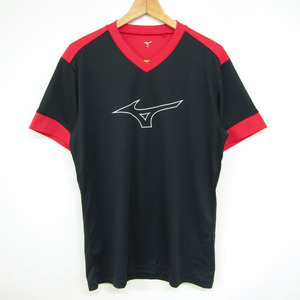 ミズノ 半袖Tシャツ ビッグロゴ Vネック スポーツウエア 大きいサイズ メンズ XLサイズ ブラック Mizuno