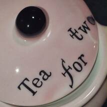 ティ―ポット 小型 陶器 ピンク色 Tea for two 取っ手から注ぎ口まで約11cm 直径約8cm 高さ約5cm 【3954】_画像7