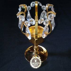  candle holder LYCENTA SWEDEN SWEDISH HANDWORK stass crystal gold plating 24 carat height approximately 16. diameter approximately 9.8cm [3956]