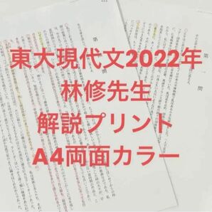 東大現代文2022年 林修先生 解説プリント A4両面カラー