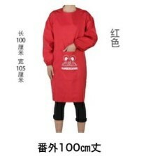 新品●完全防水　エプロン●赤　ミッキー●軽い　丈１00　袖口ゴムでしっかりなかの　服を守る　男女兼用　割烹着　入浴介助　お花屋さん