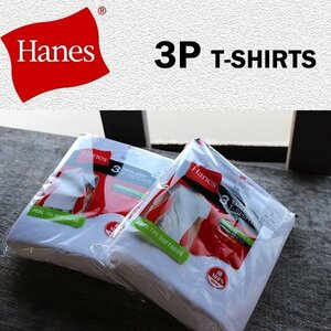 Hanes/ヘインズ】メンズ ヘインズ丸首　クルーネック ｔシャツ 即決＝2000　サイズM　インナー3枚セット 　白無地