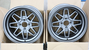 残り4】ＵＳＡ限定カラー 2本 旧車 AME★Fatlace ファットレース CIVIC Bb等 F ZERO2 GRANITE 15インチ 9.5J +25ｍｍ 海4 4-100 ４穴