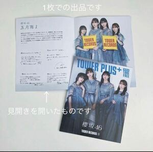 櫻坂46 五月雨よ TOWER PLUS+ タワレコ タワープラス 山﨑天 守屋麗奈 森田ひかる 渡邉理佐 チラシ フライヤー 非売品