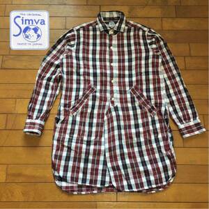 ★【 Simva 】★日本製 ネルチェック ロングワークシャツ★サイズM ★I872