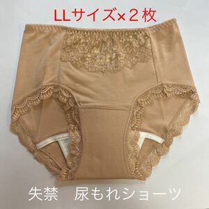 2枚組 LL 尿漏れパンツ 20cc 失禁ショーツ 軽失禁 ベージュ　安心ショーツ 女性用 失禁パンツ レディース 婦人用