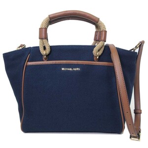 マイケルコース トートバッグ Michael Kors タリア スモール コットンキャンバス 2WAY トート 斜め掛け 30S3GAMT5C NAVY MULTI レディース