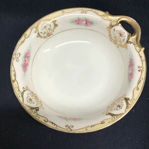 オールドノリタケ 金盛 Noritake ノリタケ 則武　ハンドル付き　薔薇模様　皿　ボウル　絵付け皿