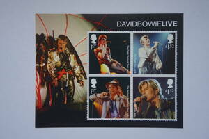 外国切手：イギリス切手 「デヴィッド・ボウイ」（4枚のライブツアー写真で構成された）小型シート 未使用