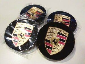 ★定形外送料無料 ポルシェ 純正タイプ　ホイルセンターキャップ ブラック 4個セット 76mm PORSCHE　クレスト　911　パナメーラ　マカン