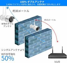 送料無料(ダブルアンテナ・ IP67防水防塵・500万画素対応) 防犯カメラ ワイヤレス 屋外 1536P 2K 300万画素防犯カメラセット 8台_画像4