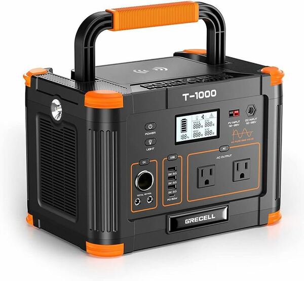 ポータブル電源 大容量 1000W 270000mAh/999Wh ポータブルバッテリー AC高出力1000W(瞬間最大2000W) /USB QC3.0/DC/ワイヤレス出力