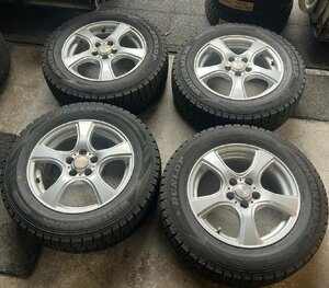 □バリ山！ ダンロップ ウィンターマックス WM02 195/65R15 22年製 15インチ スタッドレスタイヤ VIOLENTO 5-100 6J OFF43 札幌 T-1222★