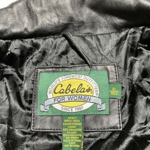 Cabela's★激レア★90'sヴィンテージ★オールレザー 本革コート ジャケット 比翼 裏キルティング 黒 メンズL位 表記レディースXL カベラス_画像10