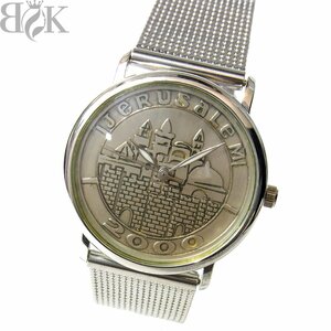 カプリス メンズ 腕時計 Jerusalem 2000 クォーツ SS シルバー文字盤 動作品 Caprice 〓