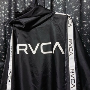 RVCAルーカ ナイロンジャンパー Sサイズ 黒 ナイロンパーカー アノラックパーカー テープロゴ 