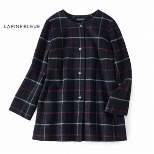 美品★LAPINEラピーヌブルー★46size/15号大きいサイズ★コートB191